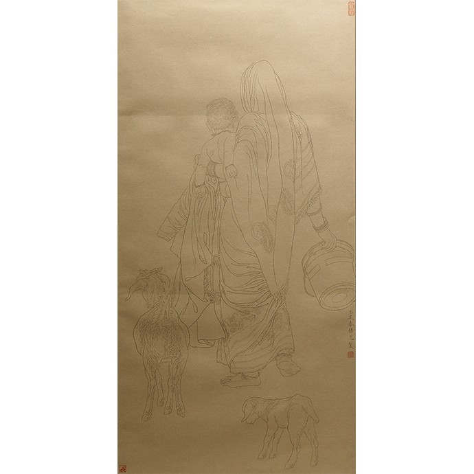 白描作品《印度写生》